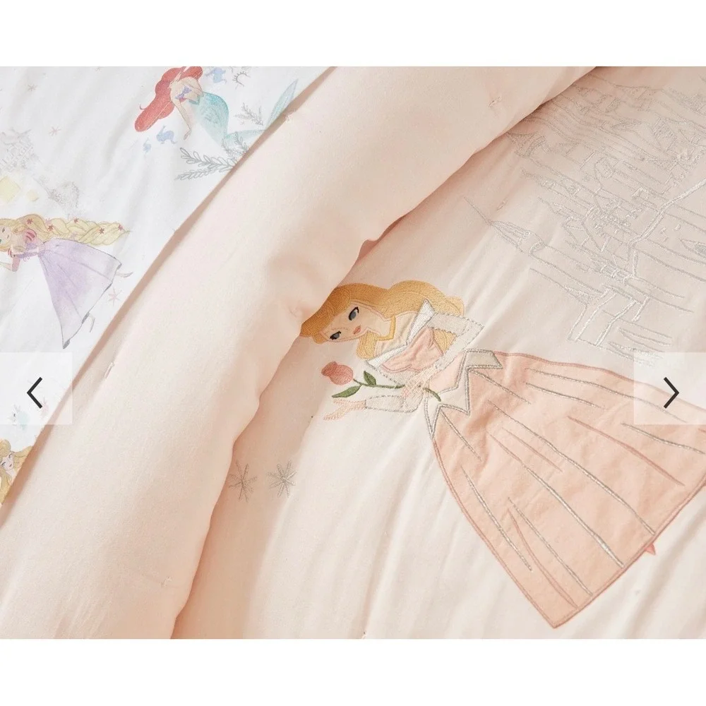 Pottery Barn Kids Disney Princess Quilt Full/Queen Pink Mary Blair Embroidered
